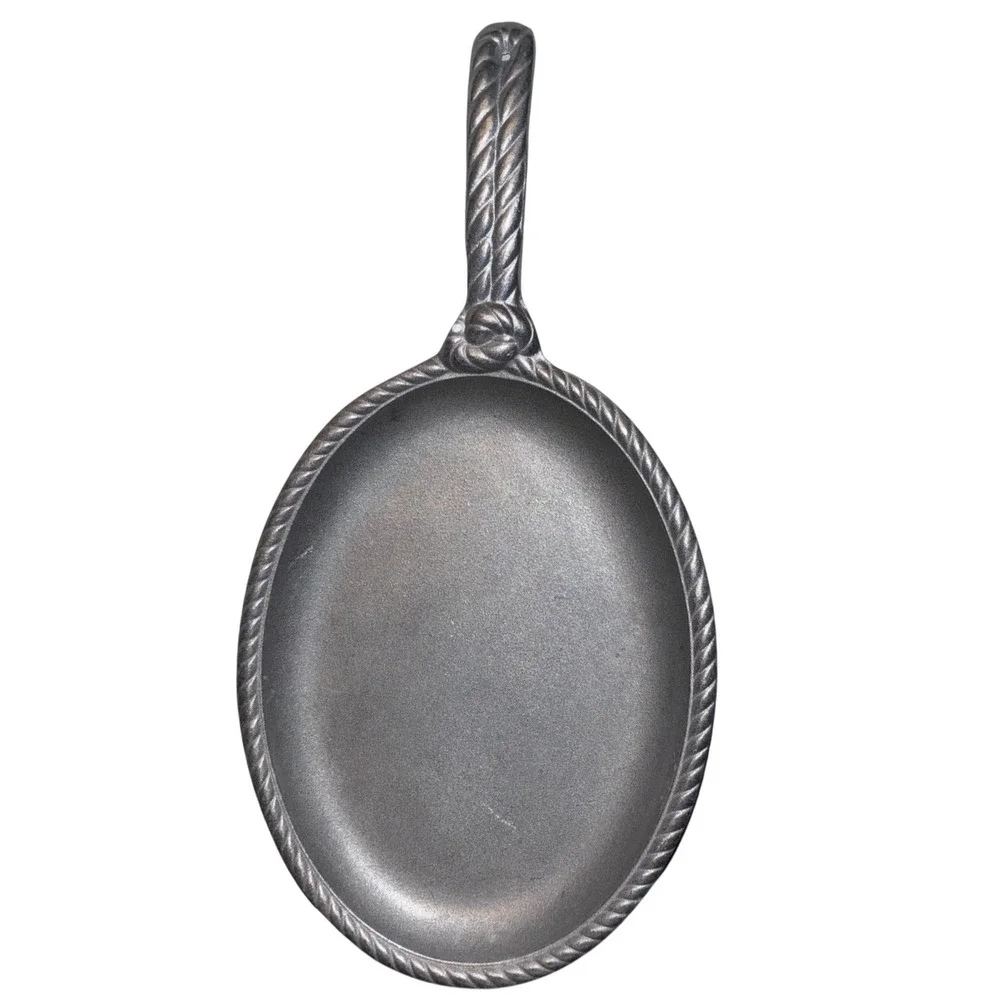 Vintage | Wilton RWP‎ | Pewter Oval Griddle Pan Rope Handle Textured Bottom
